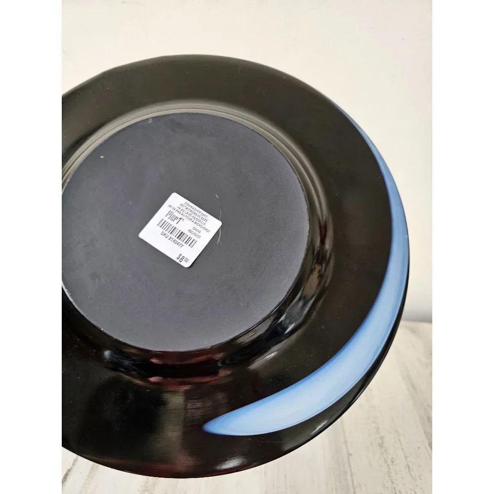 Pier 1 swirl black plate‎ art white unique retired
